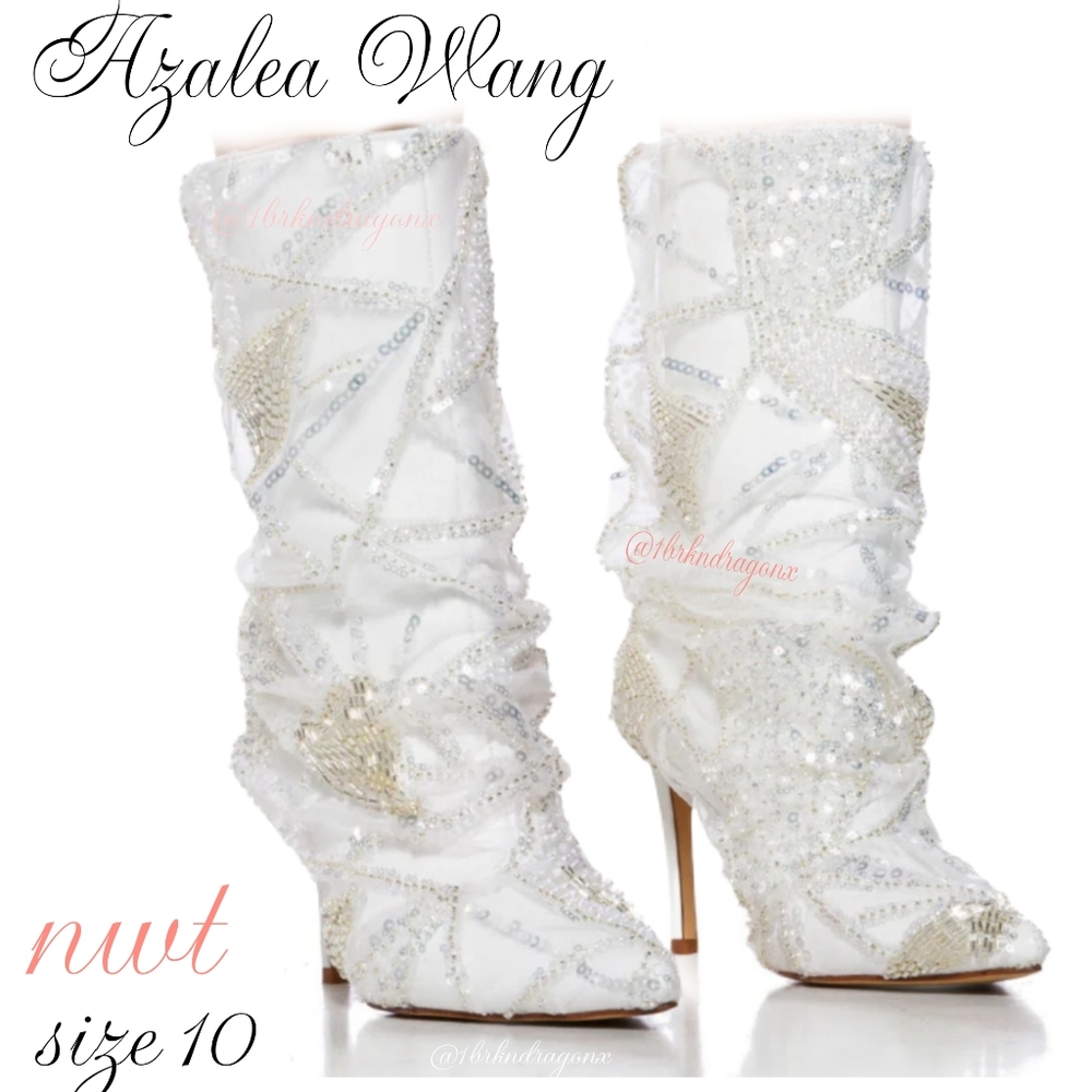 NWT Showstopper White Booties Lace & Diamond Sparkling Mid Boots one of a kind - Picture 11 of 16